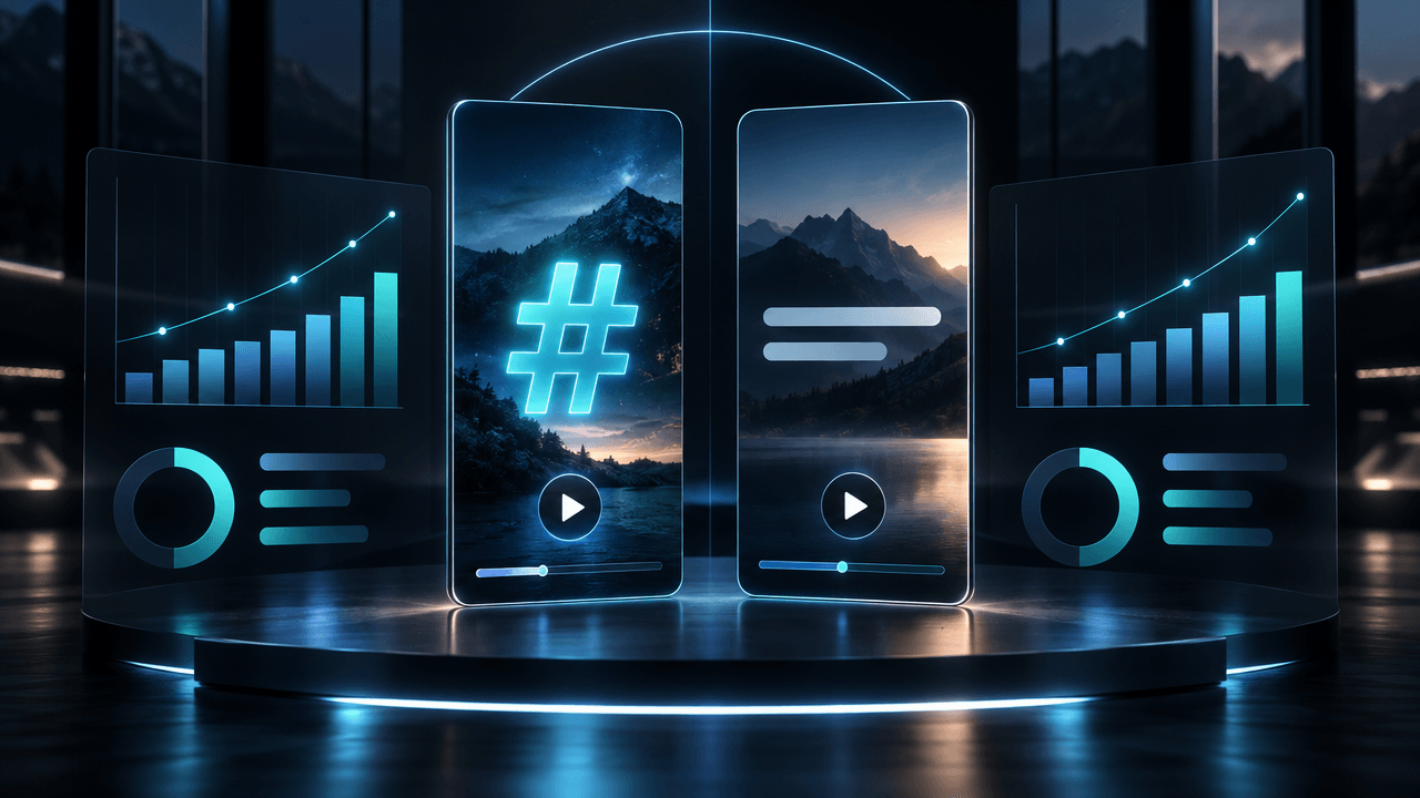 OverseerOS study comparing YouTube Shorts titles with #Shorts hashtags against titles without hashtags across 17,280 videos.