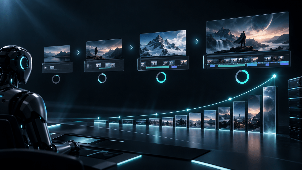 AI video editing render times increasing with video length and scene count