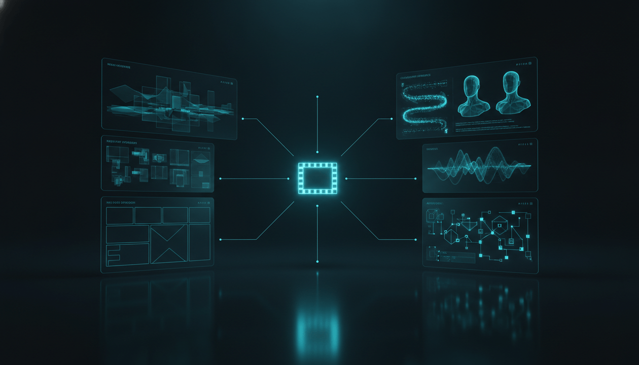 Runway alternatives shown as a cinematic AI video production workspace with storyboards, YouTube editing, character references, audio, and API tools.