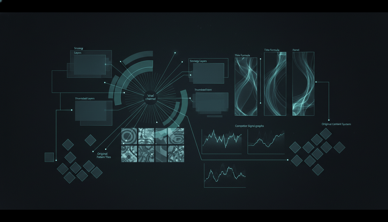 YouTube channel blueprint generator dashboard showing viral channel patterns turned into an original content strategy.