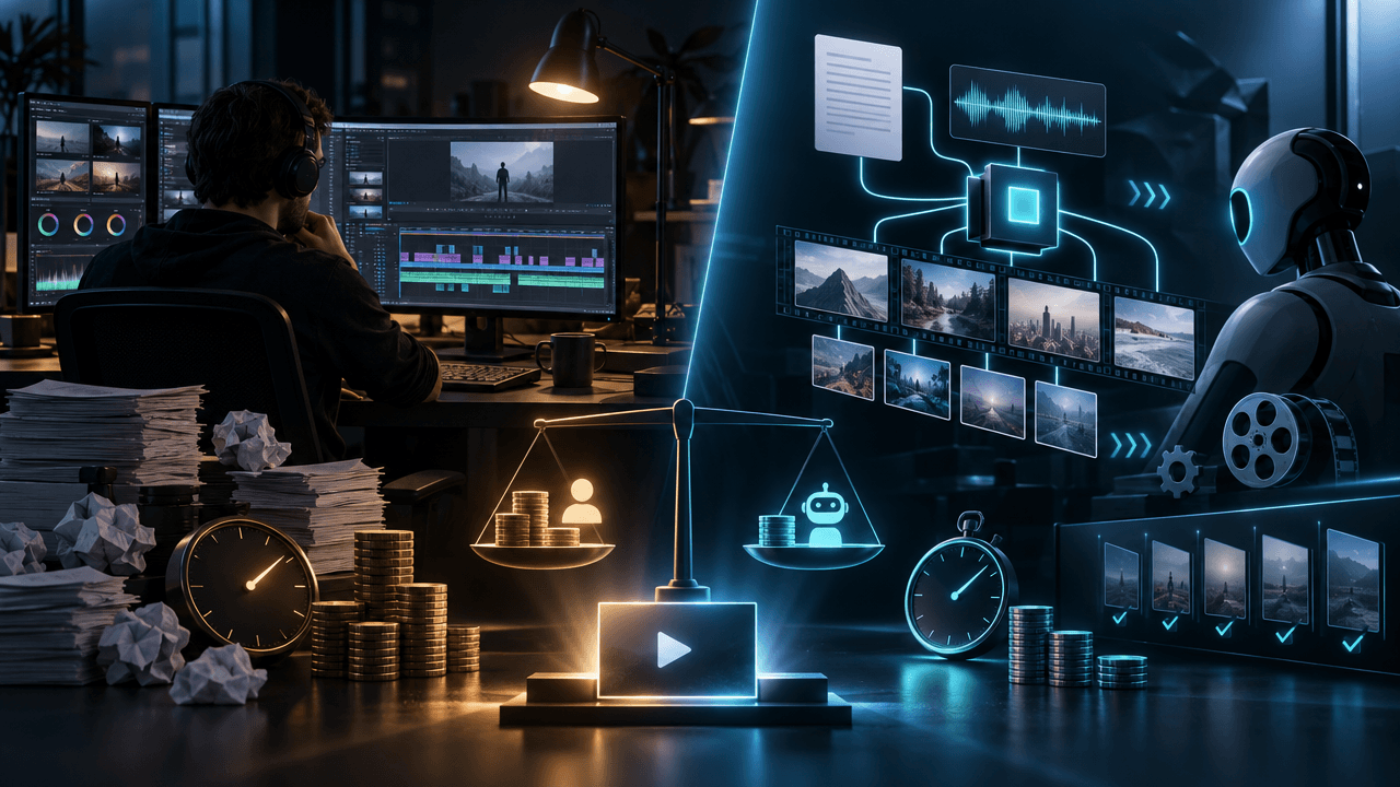 YouTube video editing cost comparison between AI and human editors in 2026