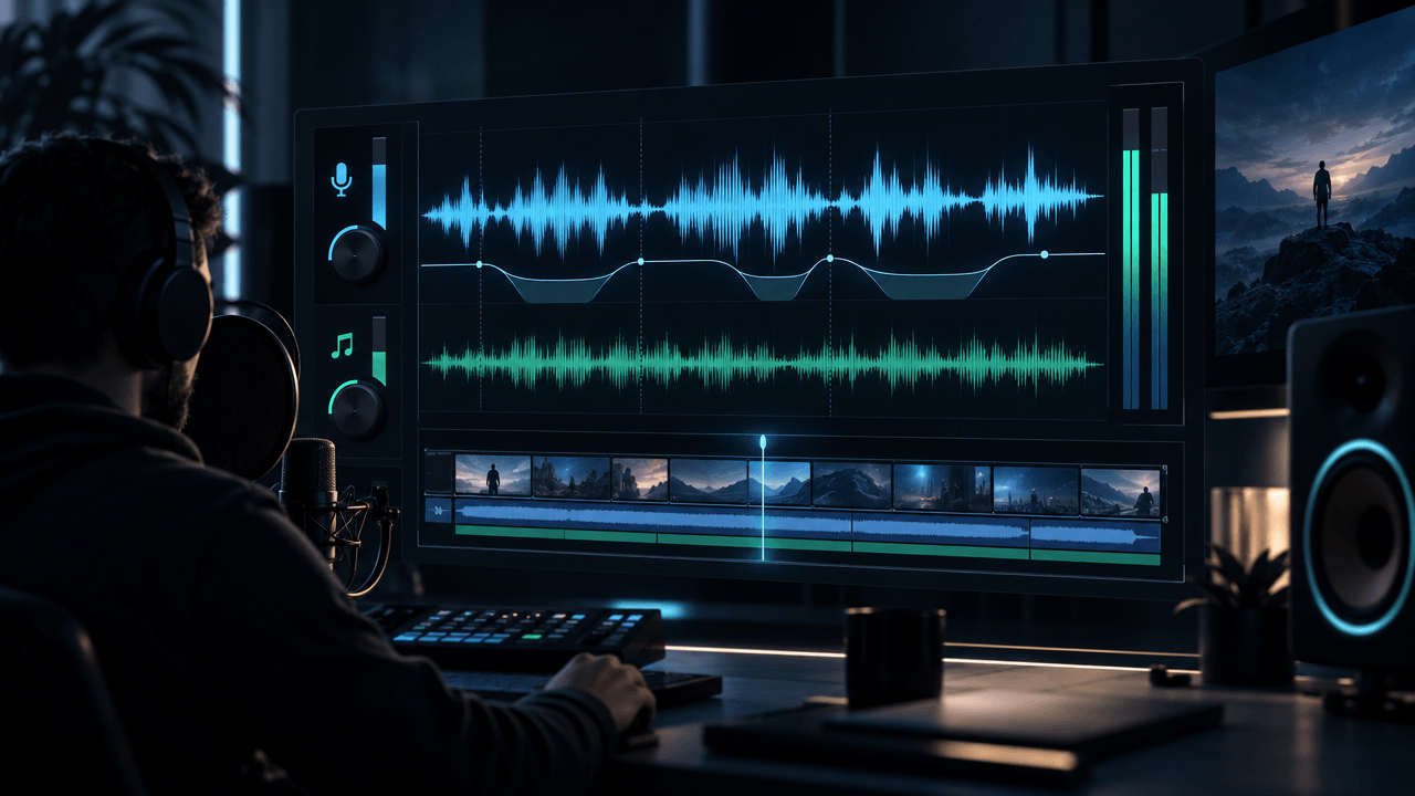 YouTube voiceover and background music volume levels