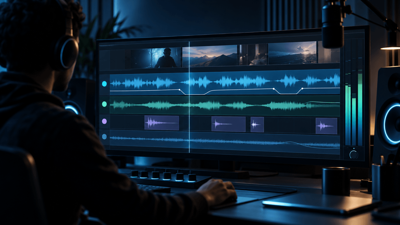 YouTube sound design with voiceover, music, ambience and sound effects