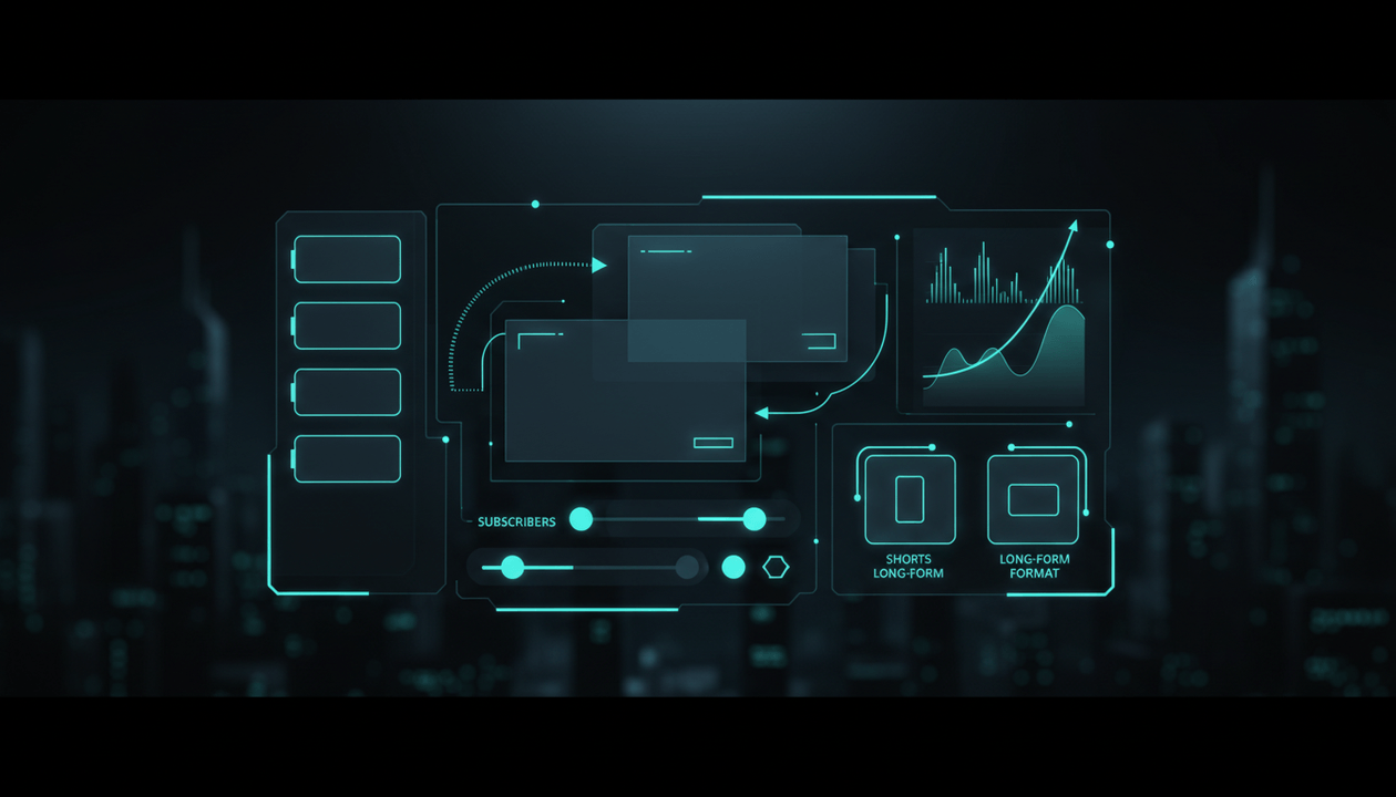 Premium YouTube niche finder dashboard showing viral channels, niche filters, breakout growth signals, and channel discovery metrics.